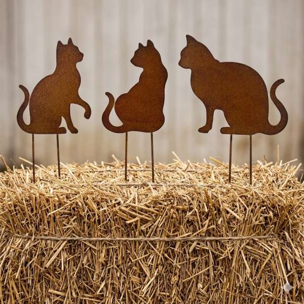 Wunderschönes Katzentrio - Beetstecker 3er Set